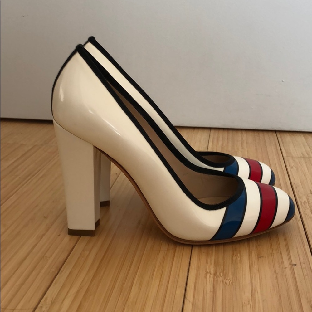 Red white and blue D&G pumps